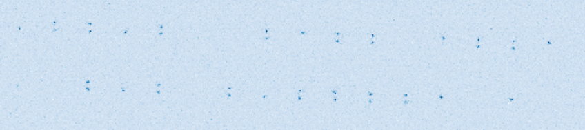 Image of single atoms in dipole traps, representing individual qubits for quantum computing. Image of single atoms in dipole traps, representing individual qubits.
